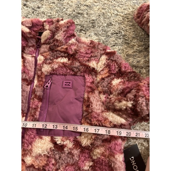 Billabong Dusty Mauve Floral Sherpa Fleece Full Zip Jacket Womens L Cozy Teddy - Picture 4 of 11